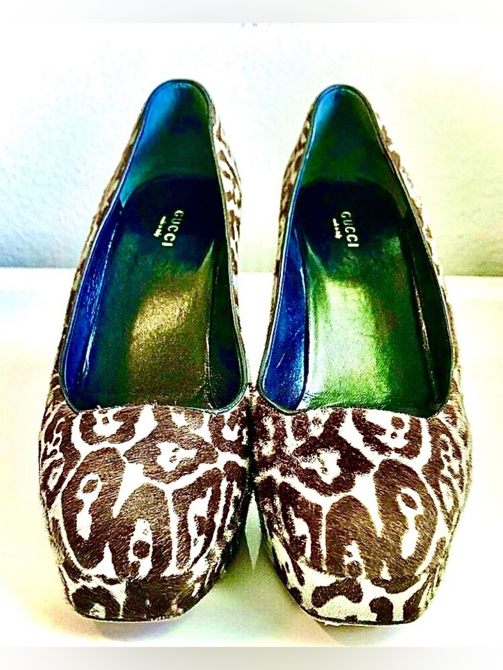 Rare GUCCI Leopard Pony-Hair Platform Stiletto Pumps Silver/Brown 7 MSRP $1280 - Picture 6 of 10